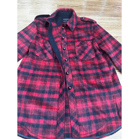 DUNDAS x REVOLVE Red Grunge LONDON OVERSIZED SHIRT small - Picture 10 of 14